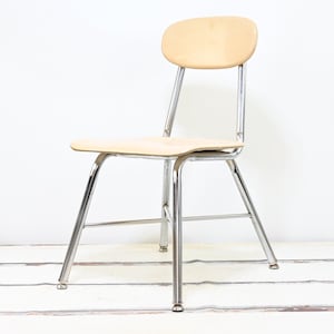 Vintage Molded Plastic Melamine and Chrome Metal Desk Chair School Cafeteria Chair Industrial Metal Good Condition #2 +