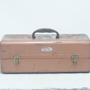 Vintage Old Pal Tackle Box Fishing Box Tool Box Toolbox Metal 3