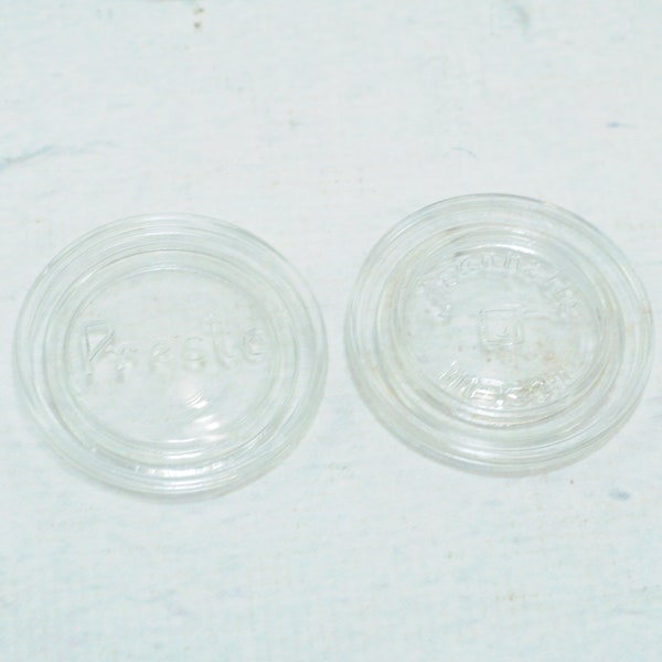 Vintage Glass Jar Lids (1) Presto (1) Jeanette Mason Clear Glass Ball Jar Lids