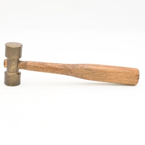 Vintage. Solid Brass/Copper Hammer Wood Handle Jewelers Hammer VGC 9 total ounces