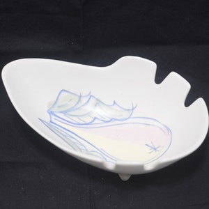 Vintage MidCentury California Cleminsons  Pottery Hand Painted Free Form Ashtray