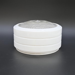 Vintage . Art Deco White Glass Clear Glass Globe Ceiling Light Shade 7.75&quot; Fitter