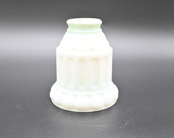 Antique/Vintage Light Shade White Frosted Glass Embossed Glass Green Tint