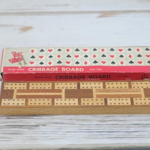 Vintage . Cribbage Game Inlaid Wood Board Game ARRGO With Original Box, Pegs