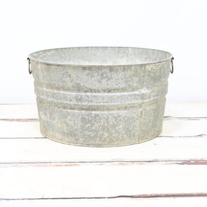 Vintage Galvanized Tub Wash Tub #1 Bucket Metal Handle Galvanized Metal Mop Bucket