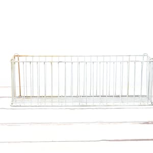 Vintage . Duży druciany kosz Duży długi przemysłowy metalowy kosz 27,75x8,5x9,25 #3