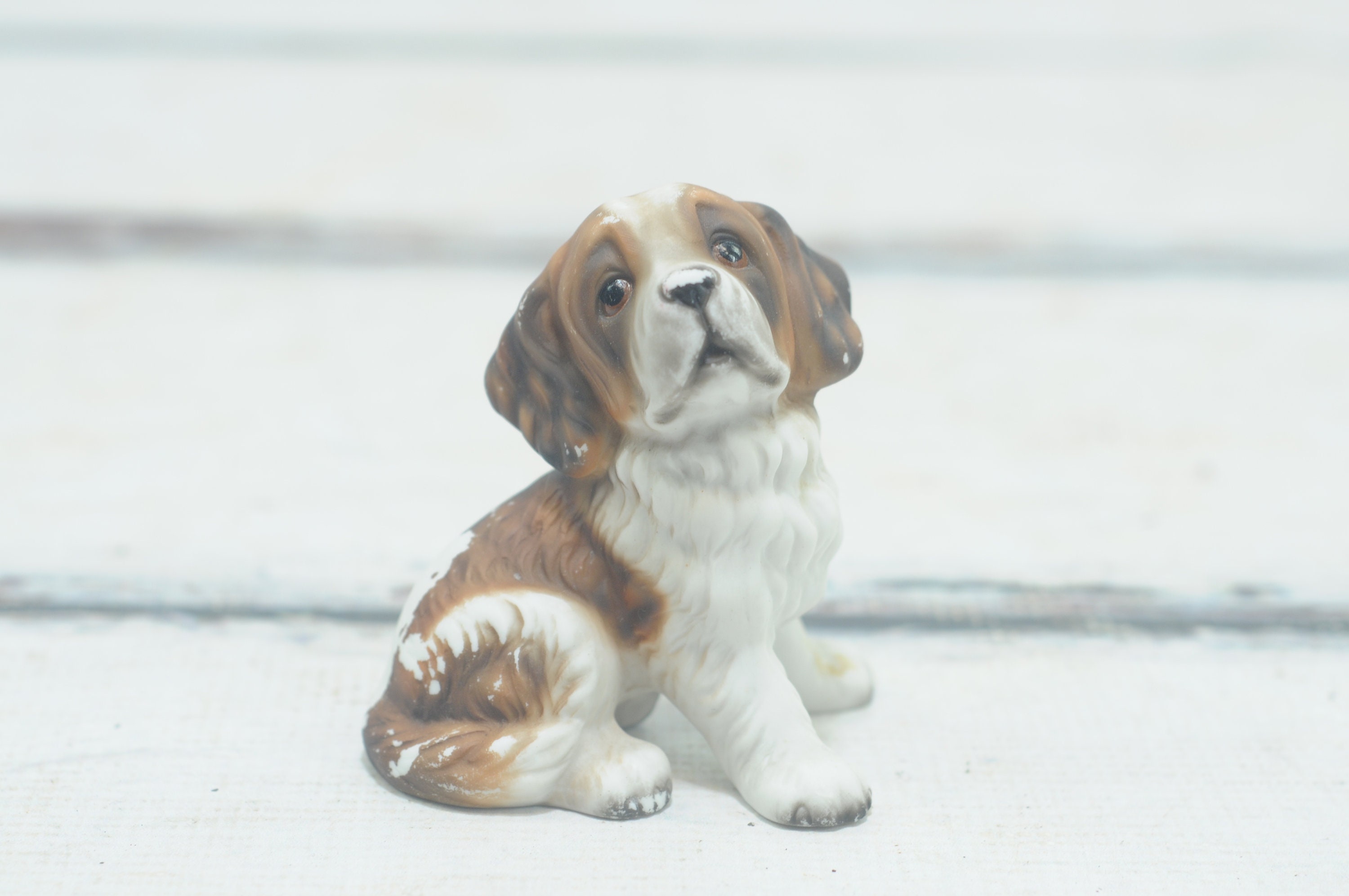 ヴィンテージ ビスク 子犬の置物 コッカー、ドゥードゥル、スパニエル