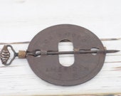 Antique . Griswold Stove Pipe Damper 7 quot Reversible Steel Spindle