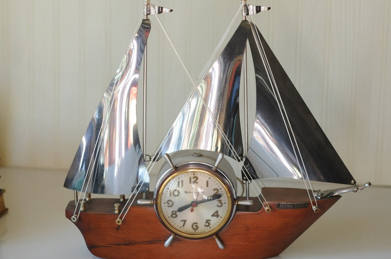 Vintage Clock Sailing Ship Boat Clock Ship Clock Mantel Etsy