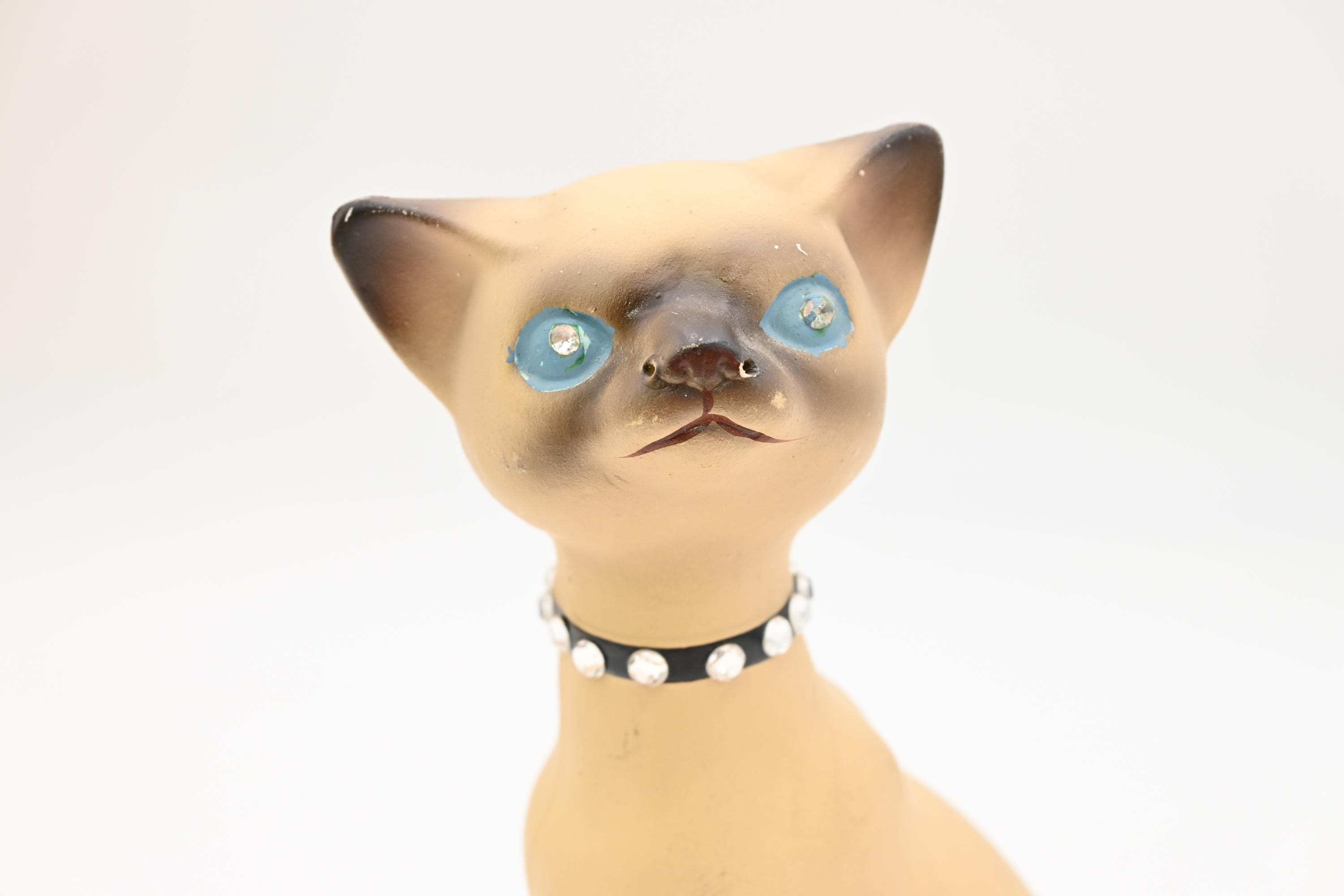 Vintage . 1950s MCM Retro Sitting Siamese Cat Figurine Marked CDGC