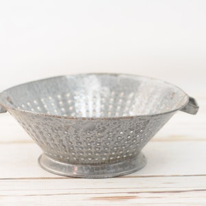 Vintage . Colander Gray Graniteware Granite Ware Enamel Ware Strainer #6