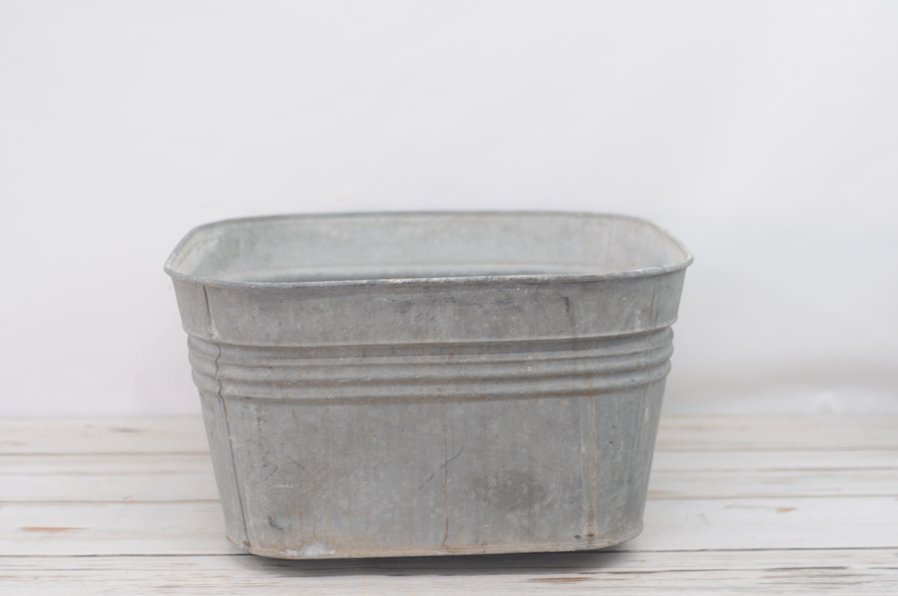 Vintage Wheeling Galvanized Wash Tub 1 Square Wheeling Wash Etsy