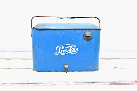 Vintage Pepsi Cola Cooler Metal Cooler Collectible Advertising