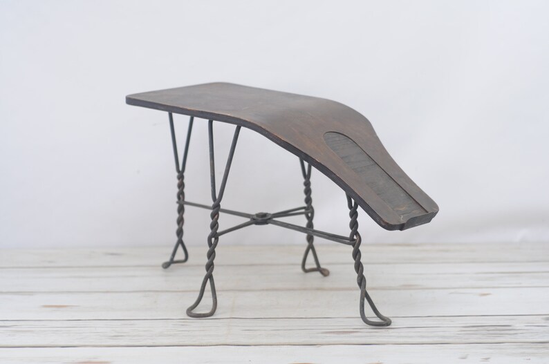 Old Antique Wood Wrought Iron Shoe Salesman Fitting Stool Etsy