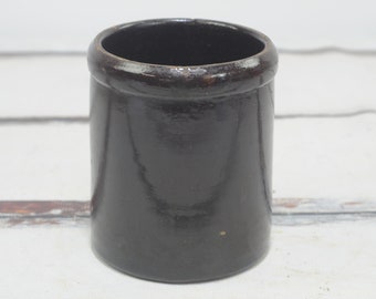Vintage/Antique Brown Stoneware Crock Salt Glazed? Crock Cheese Crock Canning Jar Kitchen Utensil Caddy