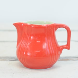 Vintage Red Hall's Superior Quality Kitchenware Pitcher Small Reddish Orange Pitcher Marked USA