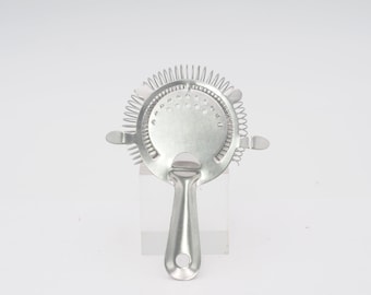 Vintage Stainless 4 Tab Metal Hand Held Spring Cocktail Strainer Japan American Metal Crafts Barware Bar Tool