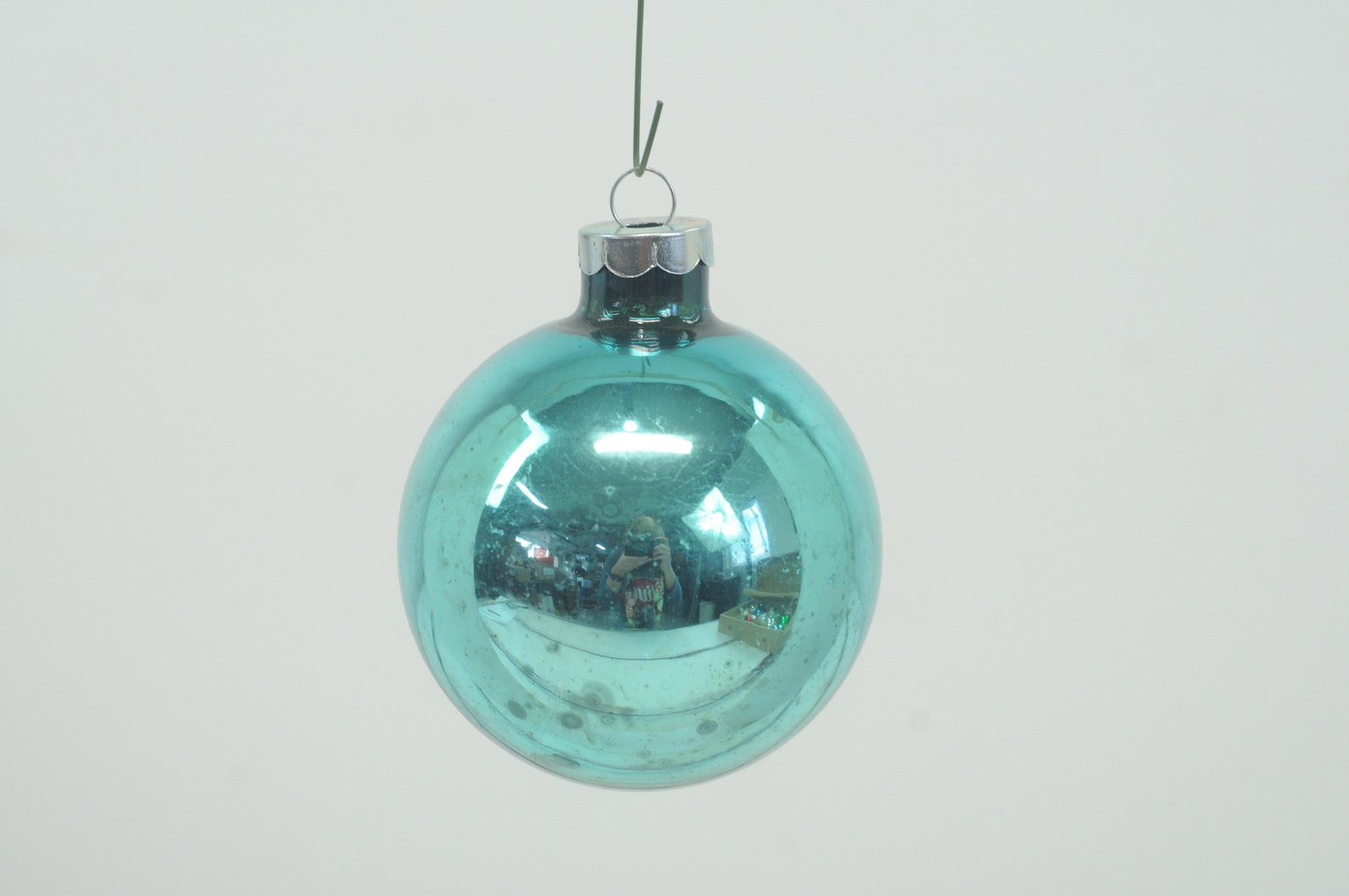 Vintage Christmas Ornament Glass Round Blue Made in USA Etsy