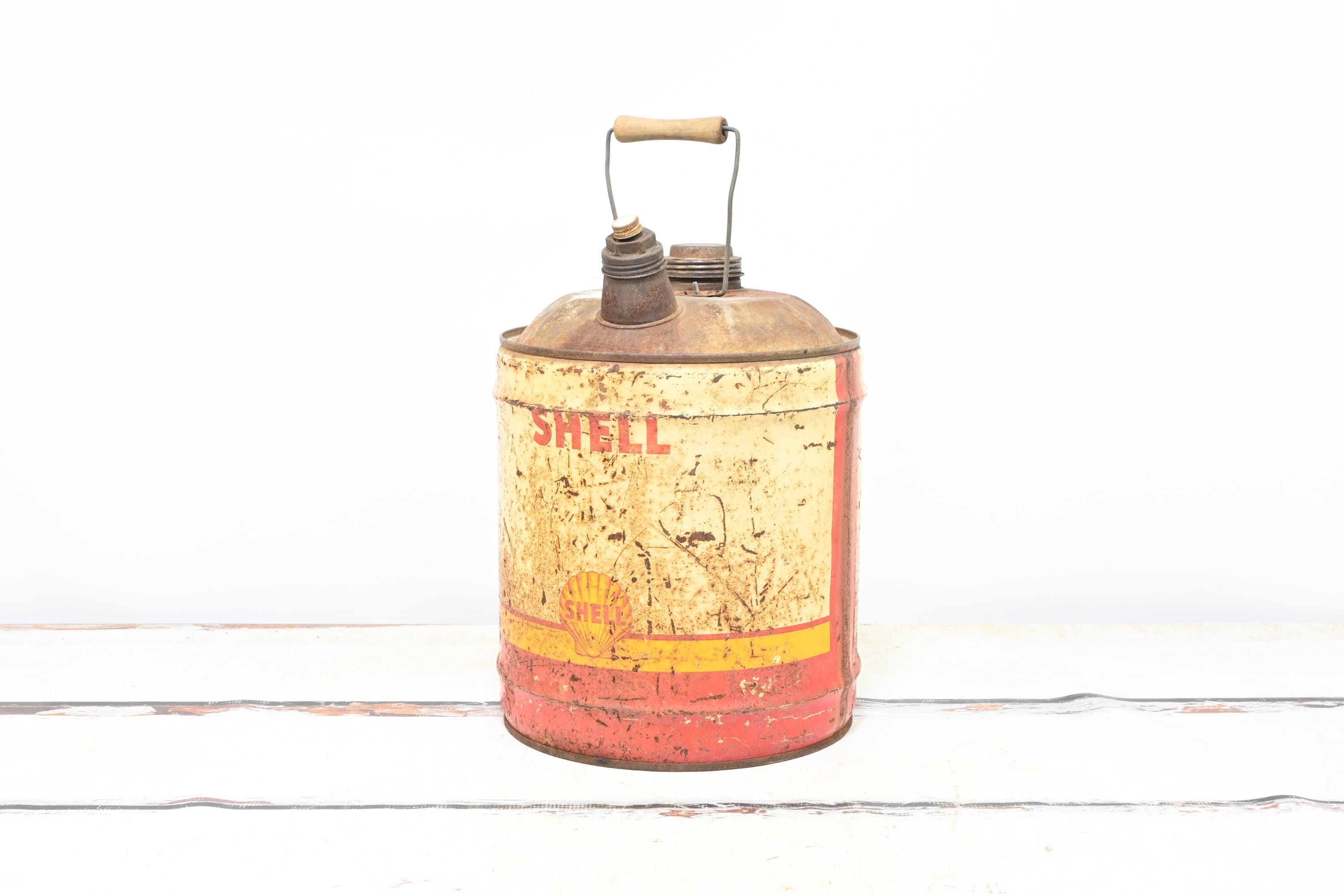 Vintage SHELL Branded Five (5) Gallon Metal Motor Oil Fuel Empty