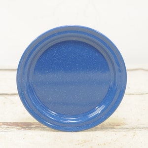 Vintage Blue And White Enamelware Camping Dish 10.25&quot; Plate Dinner Plate #2