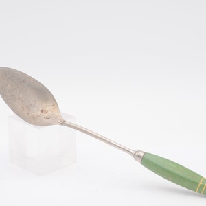 Vintage . A&J USA Spoon Serving  Spoon Ladle Vintage Green and Yellow Wood Handle