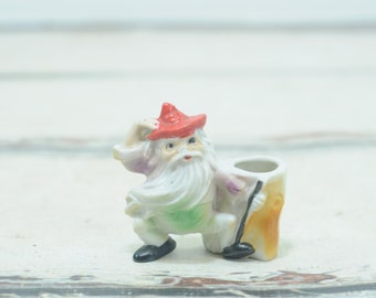 Vintage  Collectible Porcelain/Ceramic Dancing Man Toothpick Holder Japan