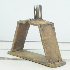 Early Primitive European Antique Wooden Flax Hatchel, Comb, Wool Comb Wool Carder Wood Carder Primitive Decor Primitive Wood Shelf +