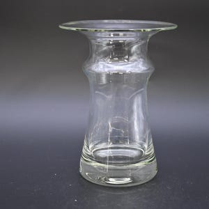 Vintage Glass Vase Circa 1960&#39;s / 70&#39;s Clear Thick Base Fluted Rim