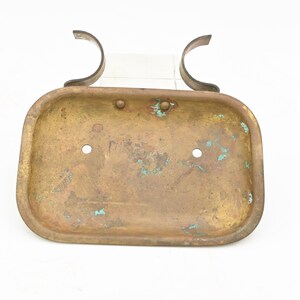 Antique/Vintage Brass Bathroom Laundry Mud Room Soap Dish Between Pipe Brackets