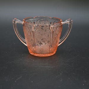 Vintage 1930s Jeanette Pink Depression Glass Cherry Blossom Open Sugar Bowl