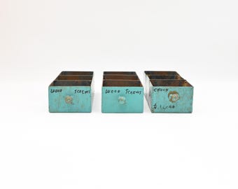 2 Vintage . Stackbin Style Metal Boxes Industrial Stacking Bins in