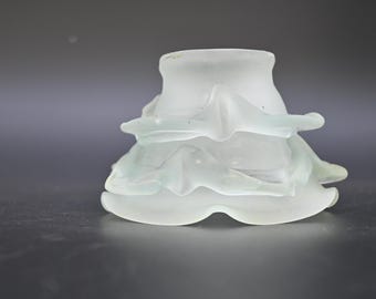 Antique . Rare Art Deco Frosted Satin Art Glass Petal Flower Nymph Lamp Shade #5