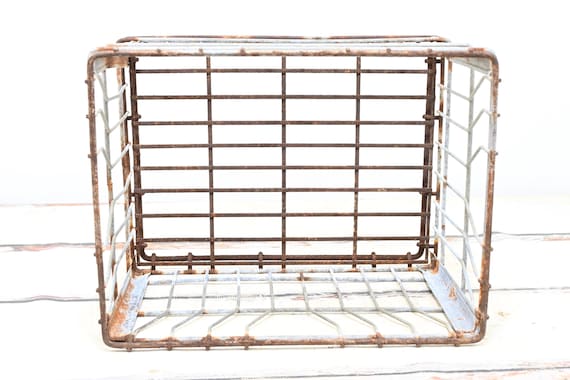 Rare Vintage Wire Milk Crate Toledo Milk Prod. Metal Milk Crate