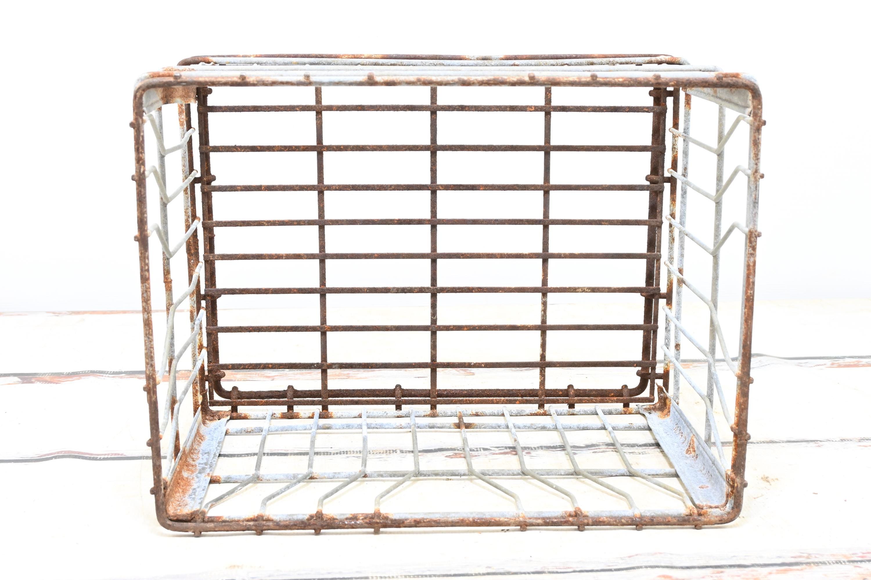 Rare Vintage Wire Milk Crate Toledo Milk Prod. Metal Milk Crate