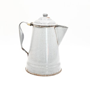 Antiek grijs. Granietgoed agaat koffiepot Cowboy emaille koffiepot theepot
