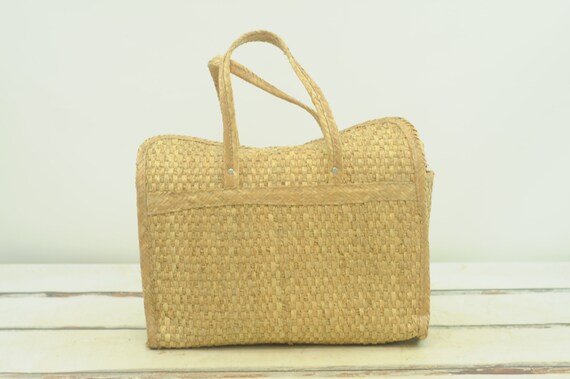 Vintage . 1960s Woven Straw Purse Straw Beach Bag Str… - Gem