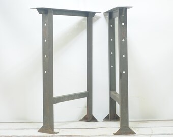 Vintage Pollard Industrial Steel Workbench Legs Industrial Table Legs 28"L x 5.5"W x 32"H