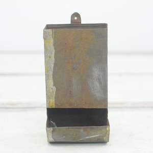 Vintage . Handmade Tin Wall Box Match Box Match Holder Table Top Match Holder +