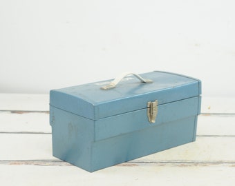Vintage . Gilbert Industries Erector Set in original Blue Tool Box Case Pamphlet +