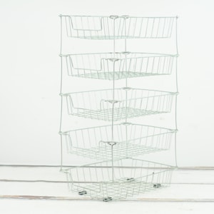 Vintage . Wire Basket In Out Basket Vintage Wire Letter Trays Stacking 5 Tier +