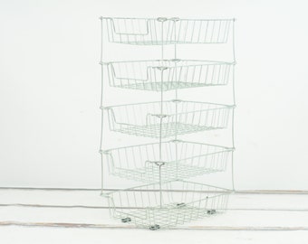 Vintage . Wire Basket In Out Basket Vintage Wire Letter Trays Stacking 5 Tier +