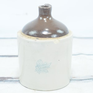 Vintage Western Stoneware 1 Gallon Beige & Brown Whisky Jug 10&quot; x 7&quot; Stoneware Collectible