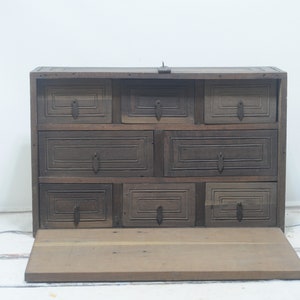 Vintage/Antique Wood Apothecary Cabinet Jewelry Vabinet Wood File Cabinet Wood Drawers image 2