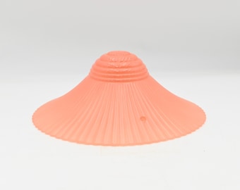 Vintage Art Deco Pink 3 Hole Hanging Ceiling Light Shade Ribbed 11.75"D