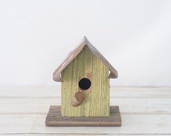 Yellow . Bird House Blue Bird House Hand Made Salvaged Barn Wood #OGS10