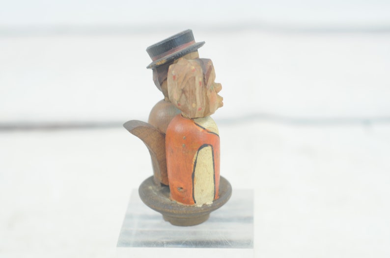 Antique . Anri Folk Art Decor Carved Solid Wood Mechanical Kissing ...