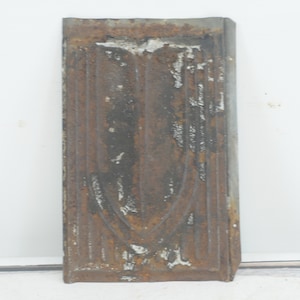 Antique . Pressed Tin Roof Shingle Decorative Embossed Tin Wall Art Salvage Painted Silver Primitive Decor Rustic Decor Birdhouse Roof #3