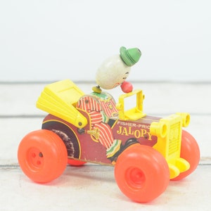 Vintage 1960s Fisher Price Jalopy Clown Car Toy #724 Collectible Toy Clown Decor Childs Room Decor #2