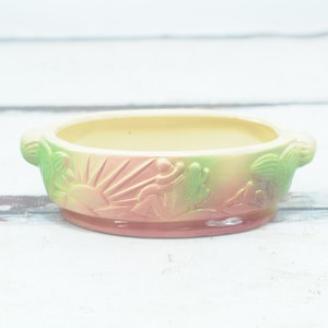 Vintage . NS Co. Planter Pottery Southwest Planter Pot Embossed Siesta Man With Sombrero USA +