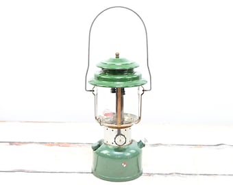 Vintage Coleman Lamp 1973 Double Mantle Camping Lantern Pyrex Globe #220F